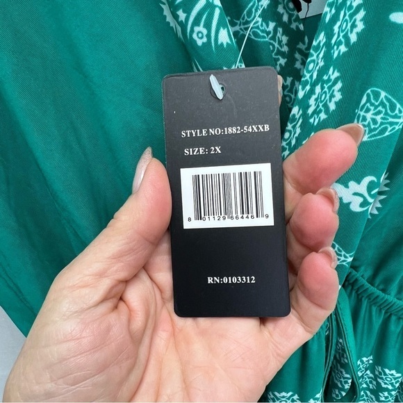 NWT Just Love Green V-Neck Wrap Maxi Dress Size 2X - Picture 13 of 13